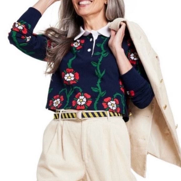 Rowing Blazers x Target Collab Rose Print Navy Blue Collared Rugby Shirt size 2X - Picture 2 of 10